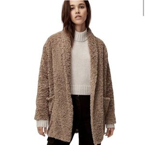 Aritzia Wilfred Free Plush Teddy Faux Fur Jacket in Tan